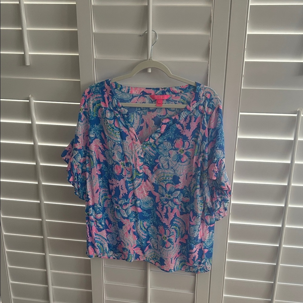 Lilly Pulitzer Vibrant Blue and Pink Blouse